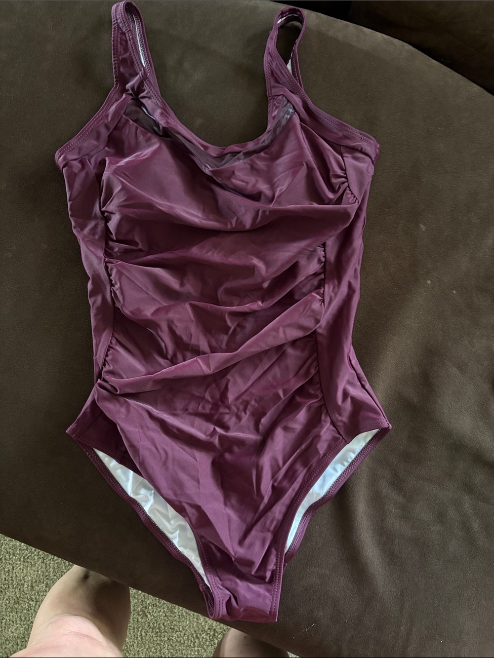 Plum Ruched One-Piece Swimsuit — Women’s Supportive Swimwear